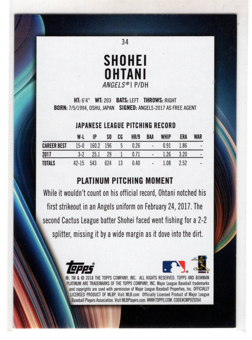 2018 Bowman Platinum Shohei Ohtani #34 Pitching RC Rookie