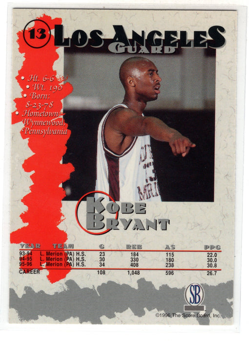 1996 Score Board Autographed Collection Kobe Bryant #13 RC Rookie