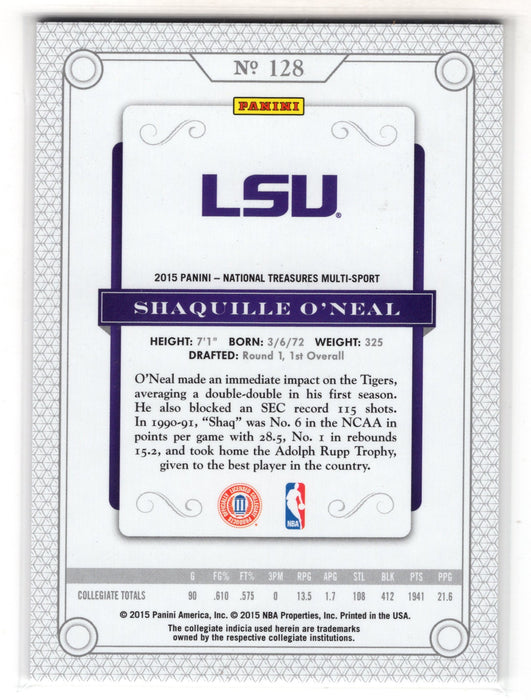 2015 Panini National Treasures Shaquille O'Neal #128 /99