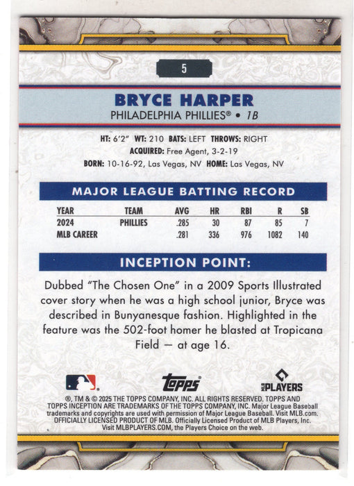 2025 Topps Inception Bryce Harper #5 Red Color Match /99