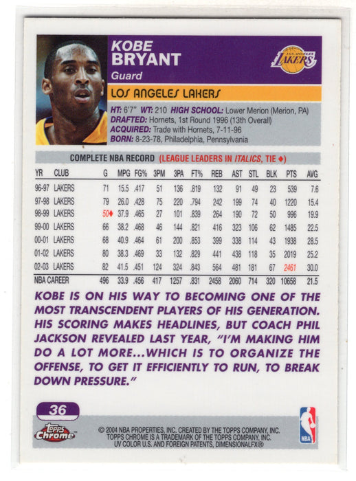 2003 Topps Chrome Kobe Bryant #36