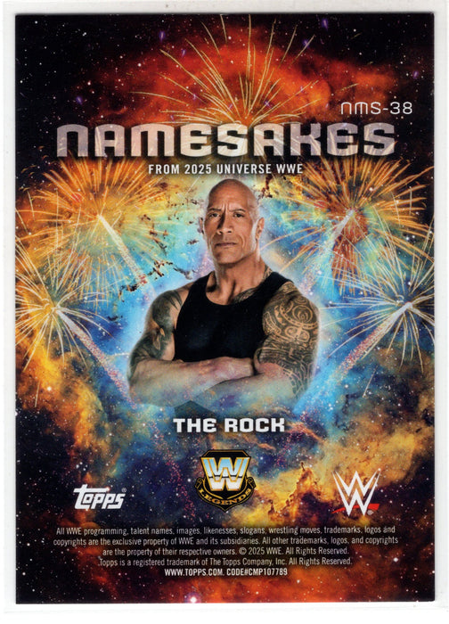 2025 Topps WWE Universe The Rock #NMS-38 Namesake /75 Gold Foil