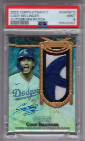 2022 Topps Dynasty Cody Bellinger #DAPBCB GU Autograph Patch /5 PSA 9