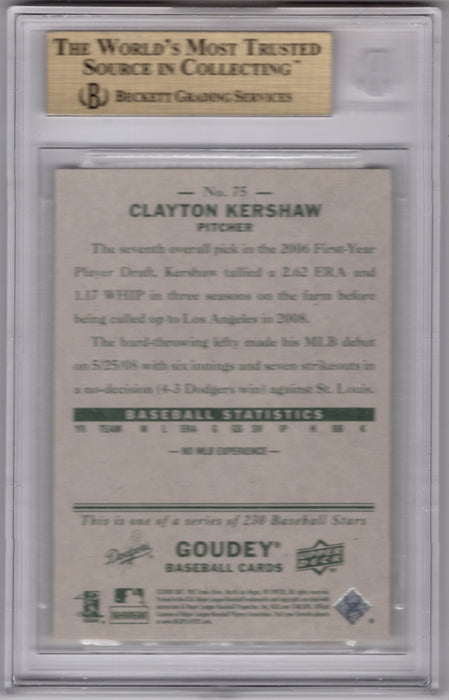 2008 Upper Deck Goudey Clayton Kershaw #75 BGS 9.5