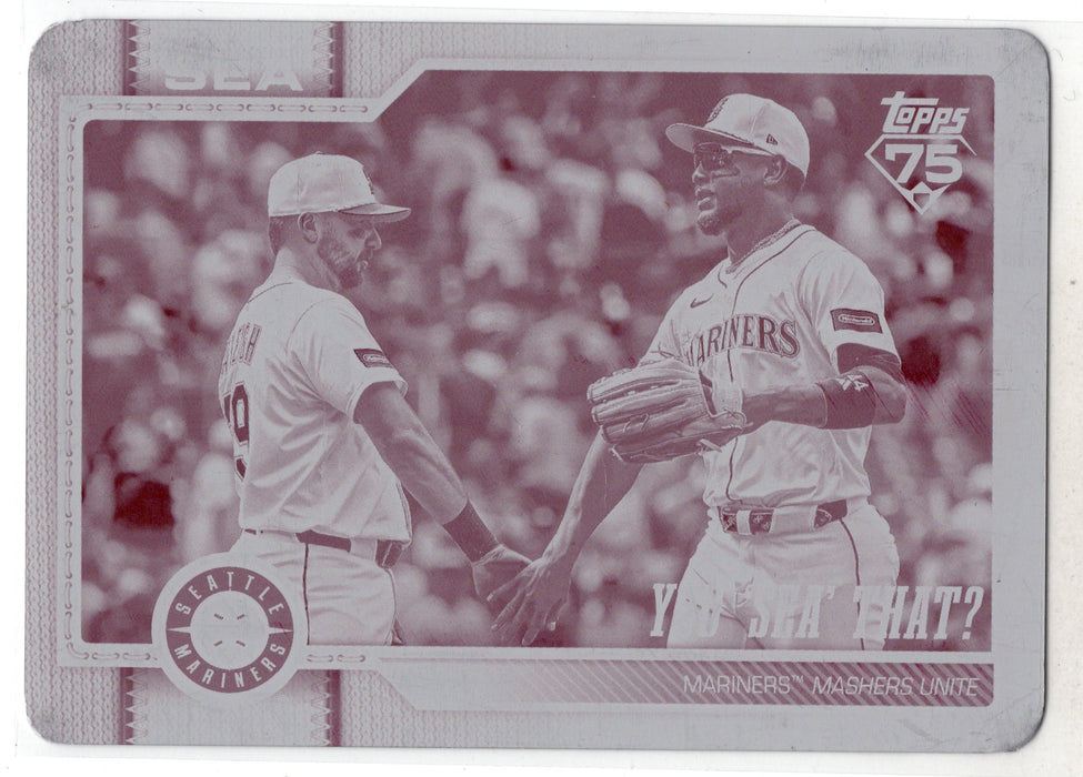 2026 Topps Series 1 Cal Raleigh Julio Rodriguez #168 Magenta Printing Plate 1/1