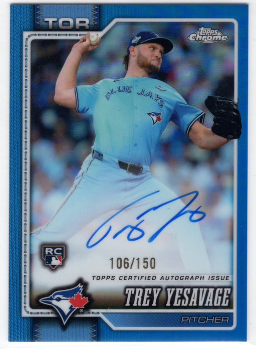 2026 Topps Chrome Trey Yesavage #RA-TY Blue RC Rookie Auto Color Match /150