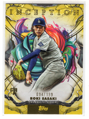 2025 Topps Inception Roki Sasaki #19 Yellow RC Rookie /199