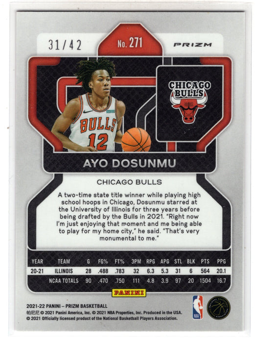 2021-21 Panini Prizm Ayo Dosunmu #271 Pink Pulsar RC Rookie /42