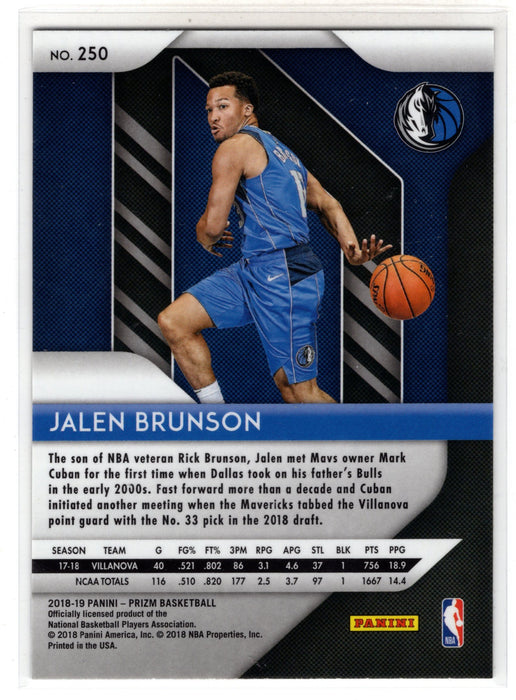 2018-19 Panini Prizm Jalen Brunson #250 RC Rookie A