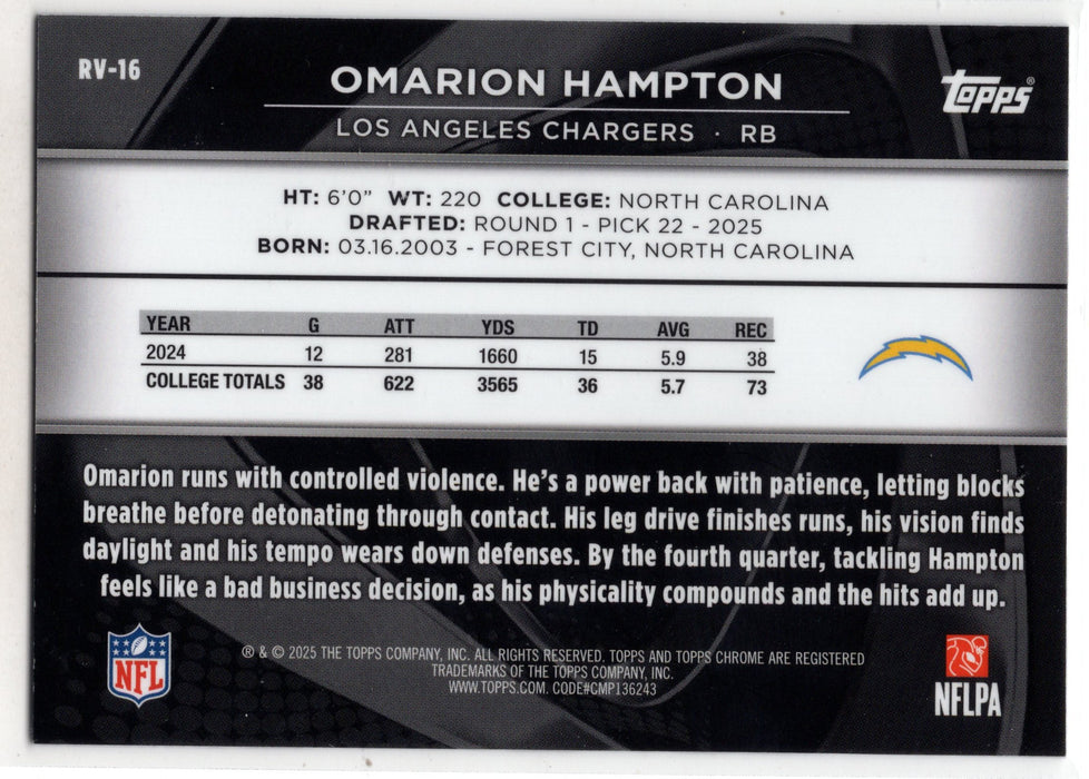 2025 Topps Chrome Black Omarion Hampton #RV-16 RC Rookie