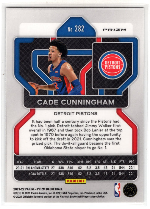 2021-22 Panini Prizm Cade Cunningham #282 Silver Prizm RC Rookie