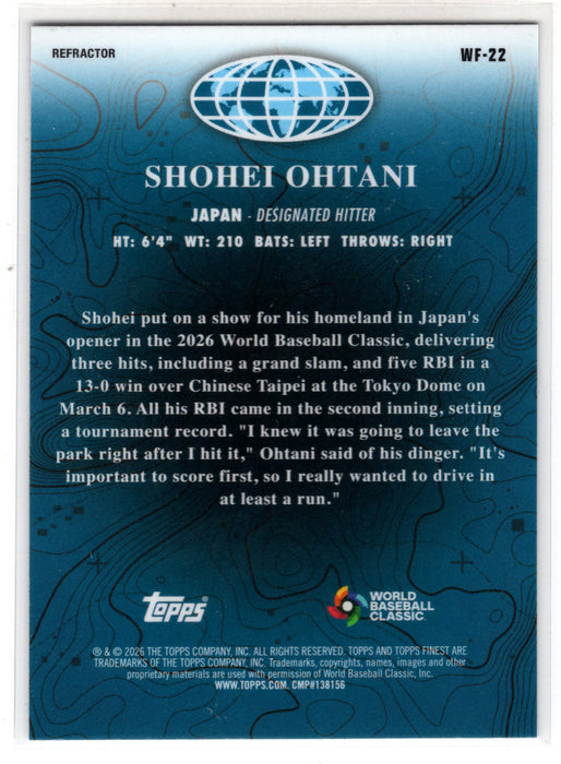 2026 Topps Finest Shohei Ohtani #WF-22 World's Finest Refractor