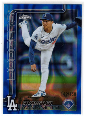 2025 Topps Chrome Yoshinobu Yamamoto #179 Blue Lava Refractor /150