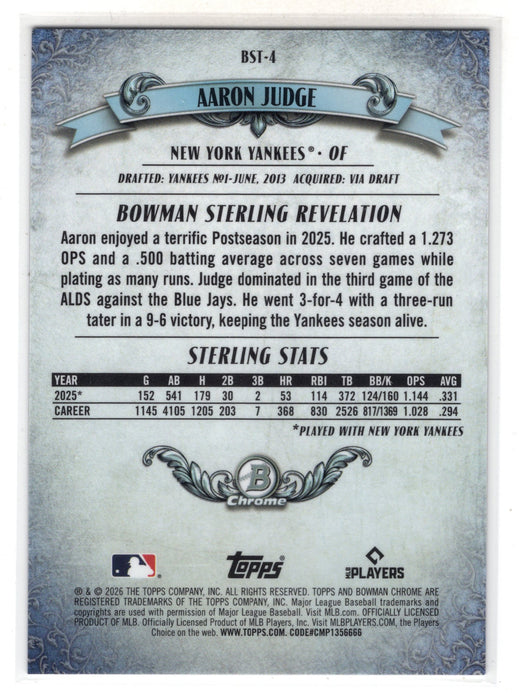 2026 Bowman Sterling Aaron Judge #BST-4 Purple Mojo Refractor /250