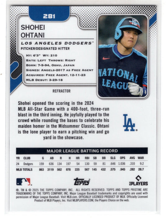 2025 Topps Pristine Shohei Ohtani #281 Refractor
