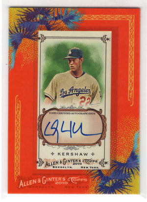 2010 Topps Allen & Ginter Clayton Kershaw #AGA-CK Mini Framed Auto