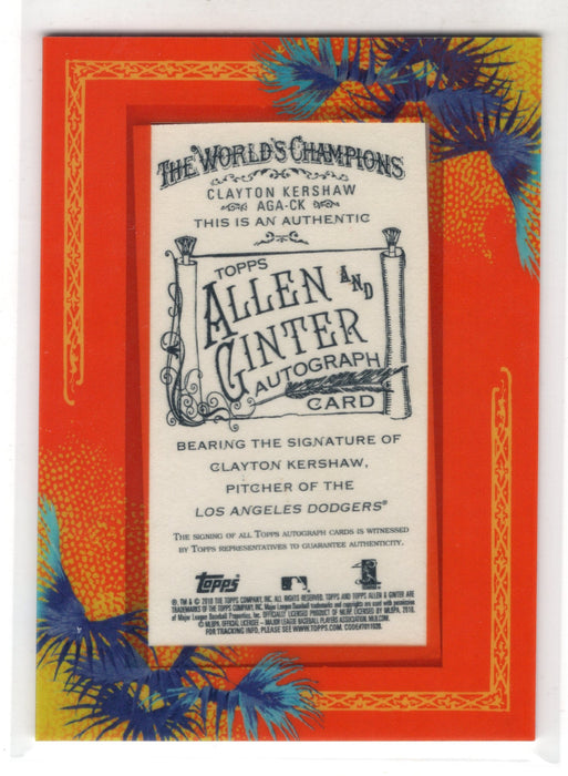 2010 Topps Allen & Ginter Clayton Kershaw #AGA-CK Mini Framed Auto