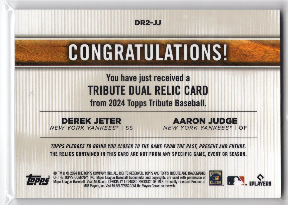 2024 Topps Tribute Derek Jeter Aaron Judge #DR2-JJ GU Dual Patch /75