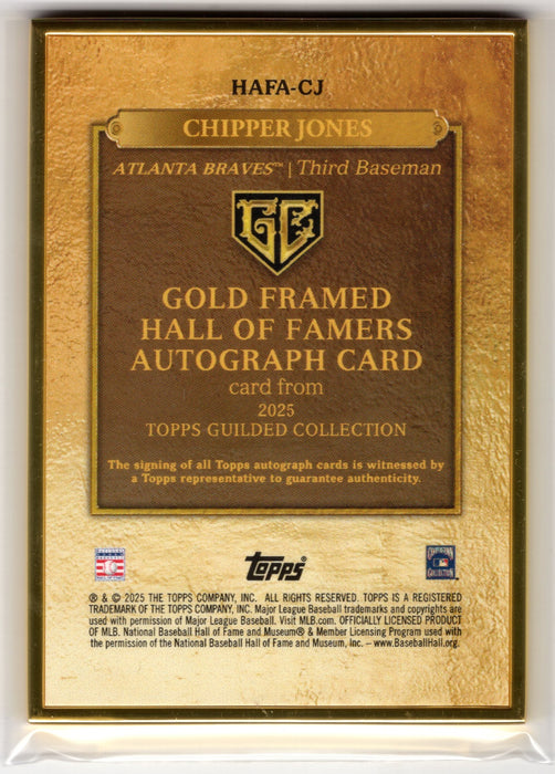 2025 Topps Gilded Collection Chipper Jones #HAFA-CJ Gold Hall of Famers Auto /25