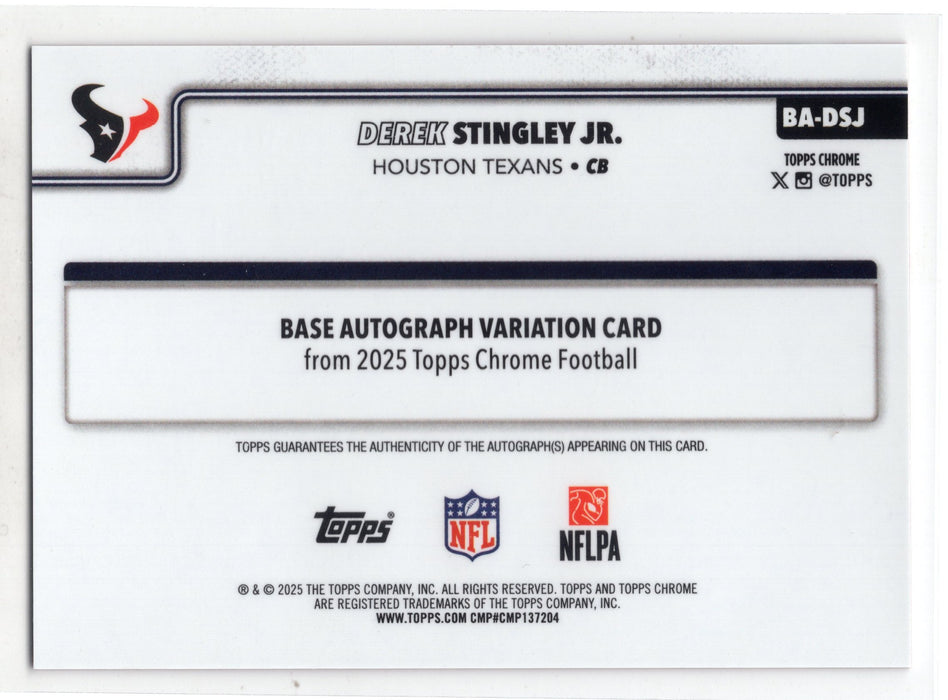 2025 Topps Chrome Derek Stingley Jr. #BA-DSJ Red Lava Refractor Auto /5