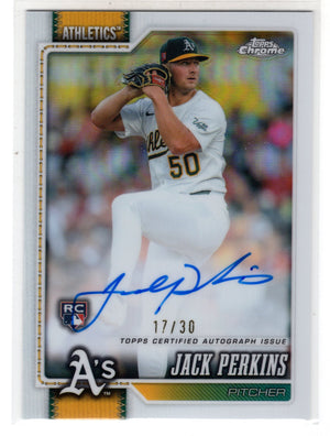 2026 Topps Chrome Jack Perkins #RA-JPE White Refractor Color Match Auto /30