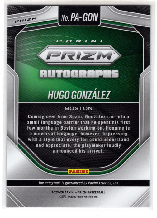 2025-26 Panini Prizm Hugo Gonzalez #PA-GON RC Rookie Hyper Prizm Auto