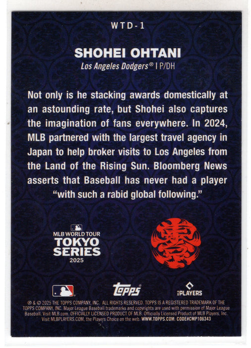 2025 Topps Series 1 Shohei Ohtani #WTD-1 World Tour Domination