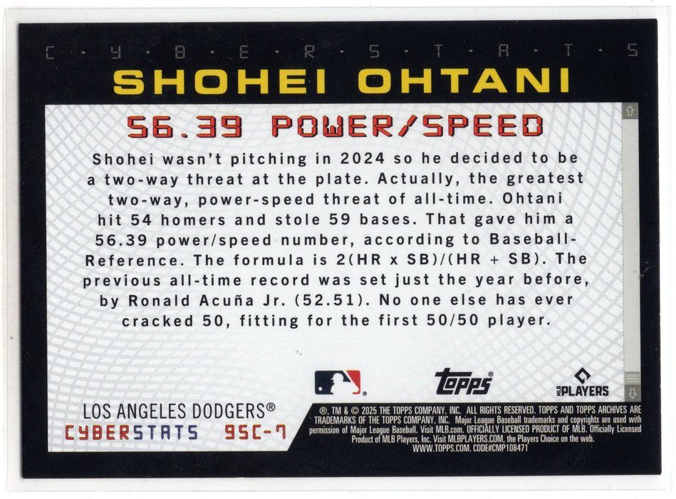 2025 Topps Archives Shohei Ohtani #95C-7 1995 Topps Cyber Stats