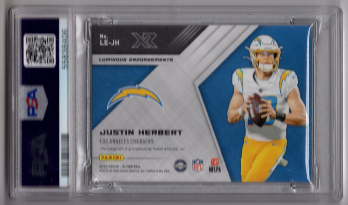 2020 Panini XR Justin Herbert #LEJH Luminous Endorsements RC Rookie Auto /49 PSA 9