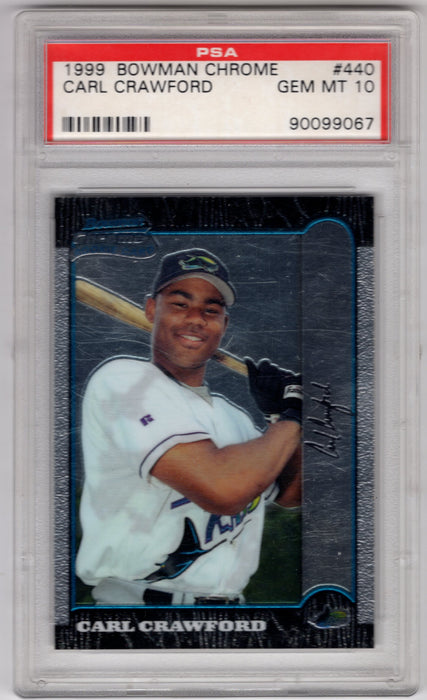 1999 Boman Chrome Carl Crawford #440 RC Rookie PSA 10