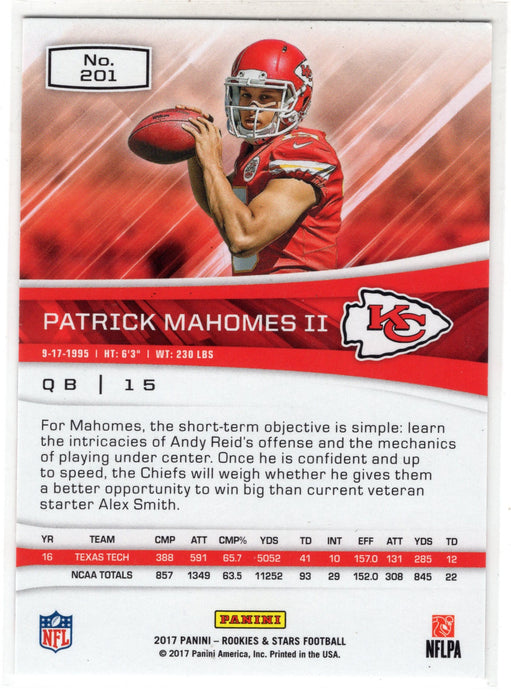 2017 Panini Rookies & Stars Patrick Mahomes II #201 RC Rookie