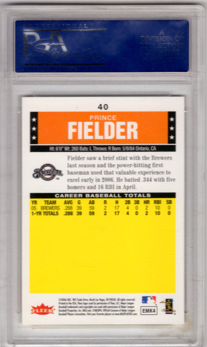 2006 Fleer Tradition Prince Fielder #40 RC Rookie PSA 10 Gem Mint
