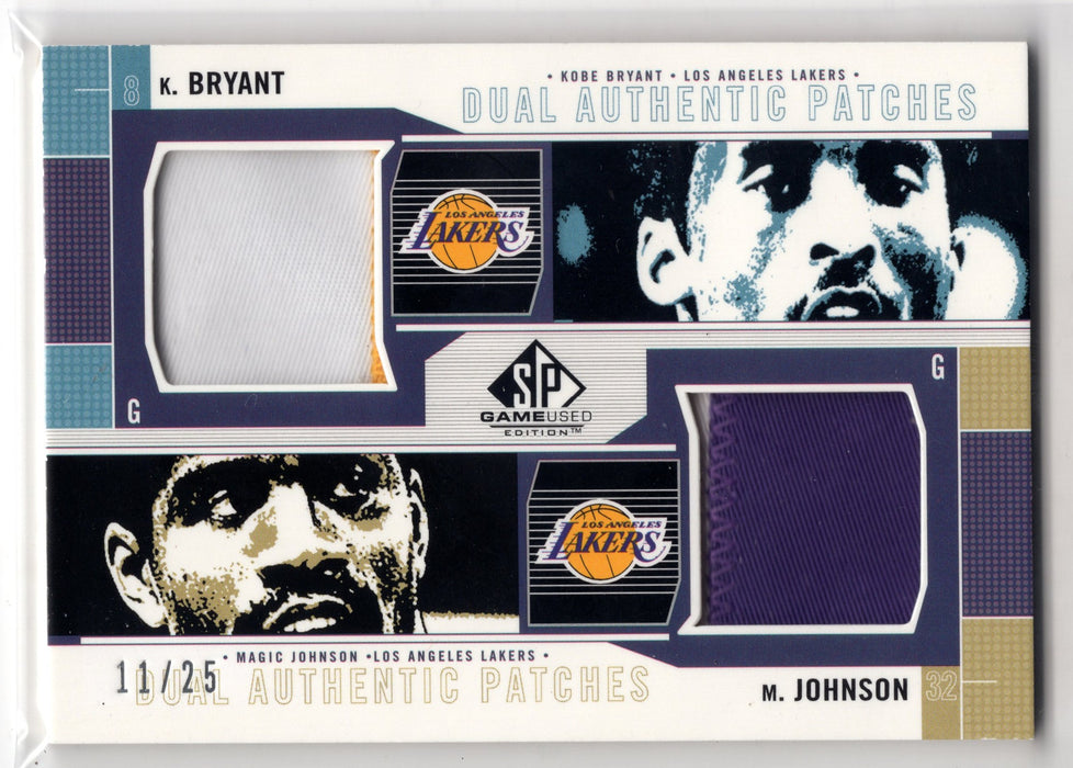 2002 Upper Deck Kobe Bryant Magic Johnson #KB/MG-P GU Dual Patch /25