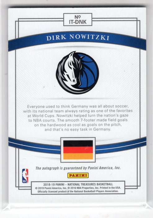 2018-19 Panini National Treasures Dirk Nowitzki #IT-DNK International Treasures Auto /25