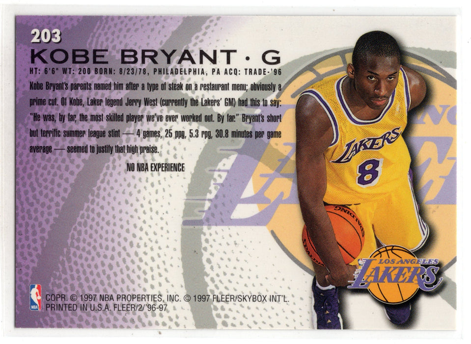 1997 Fleer Kobe Bryant #203 RC Rookie