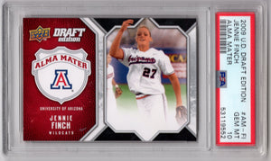 2009 U.D Draft Edition Jennie Finch #AM-FI Alma Mater PSA 10 Gem Mint