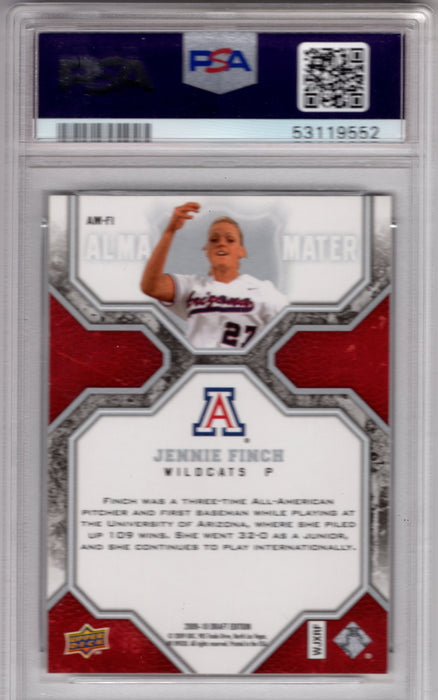 2009 U.D Draft Edition Jennie Finch #AM-FI Alma Mater PSA 10 Gem Mint
