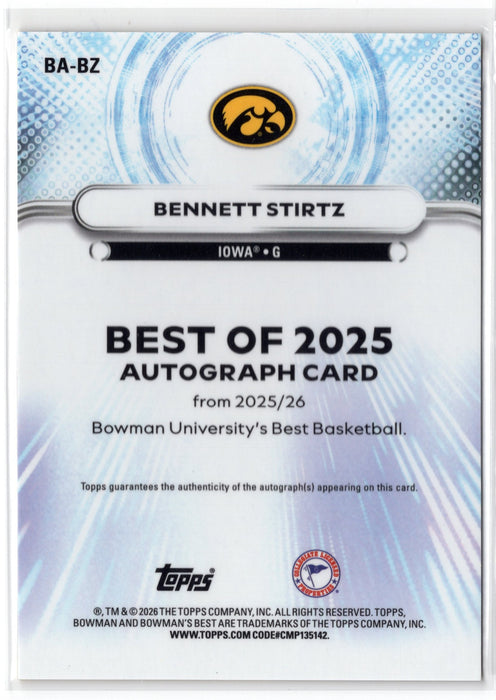 2026 Bowman U Best Bennett Stirtz #BA-BZ The Best of 2025 Auto