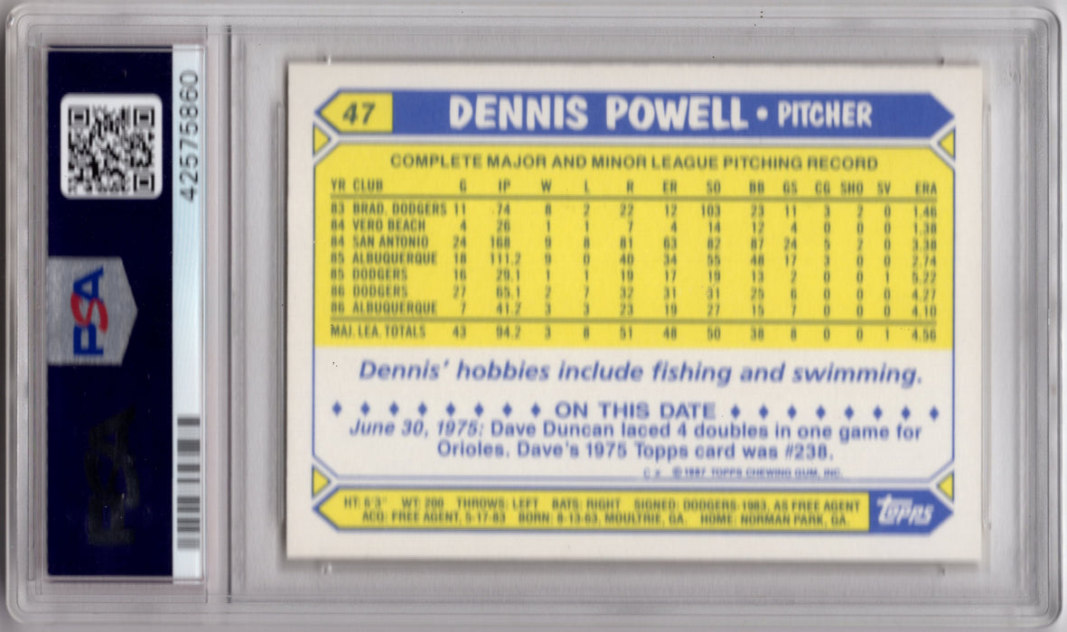 1987 Topps Tiffany Dennis Powell #47 PSA 10 Gem Mint