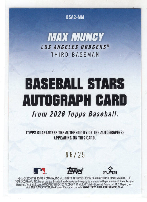 2026 Topps Series 2 Max Muncy #BSA2-MM Orange Baseball Stars Auto /25