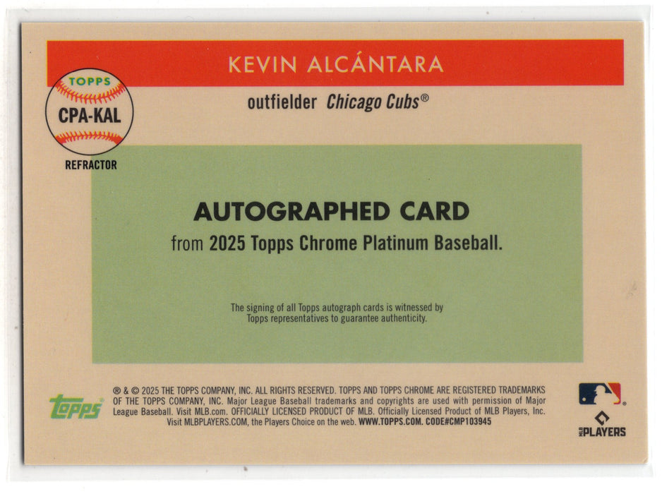 2025 Topps Chrome Platinum Kevin Alcantara #CPA-KAL Refractor RC Rookie Auto /199