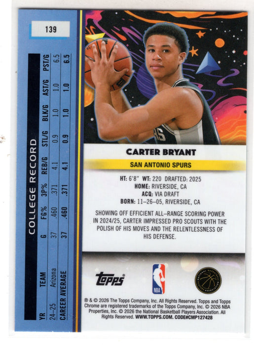 2026 Topps Cosmic Chrome Carter Bryant #139 Aqua Equinox RC Rookie /199