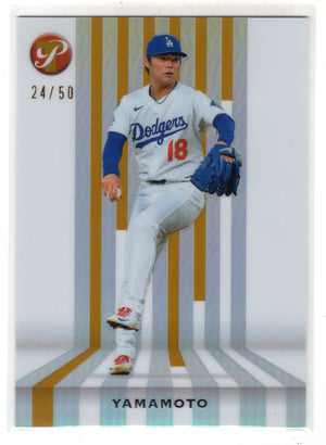 2026 Topps Pristine Yoshinobu Yamamoto #S-33 Spotless Gold Refractor /50