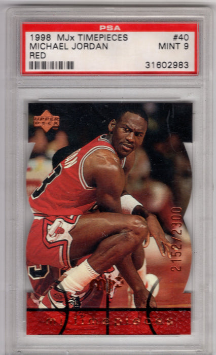 1998 Upper Deck MJx Timepieces Michael Jordan #40 Red Die-Cut /2300 PSA 9 Mint