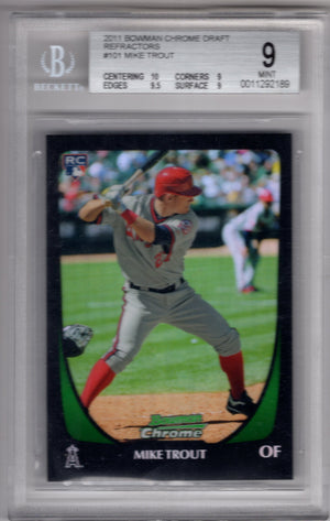 2011 Bowman Chrome Draft & Prospects Mike Trout #101 RC Rookie Refractor BGS 9