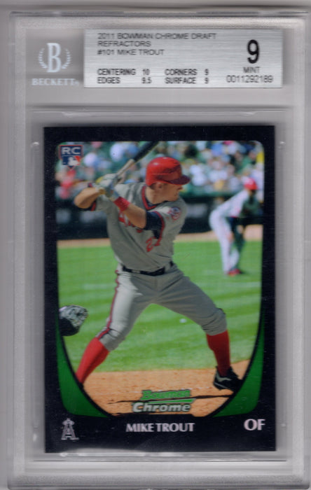 2011 Bowman Chrome Draft & Prospects Mike Trout #101 RC Rookie Refractor BGS 9