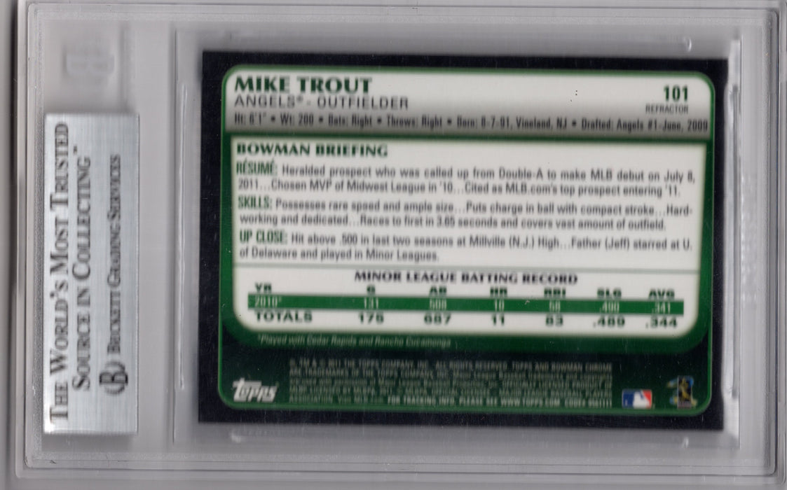 2011 Bowman Chrome Draft & Prospects Mike Trout #101 RC Rookie Refractor BGS 9