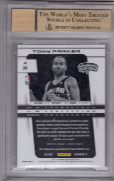 2013-14 Panini Prizm Tony Parker #54 Red Prizm Auto /10 BGS 9.5 Auto 7  - Small scuffs on back of slab