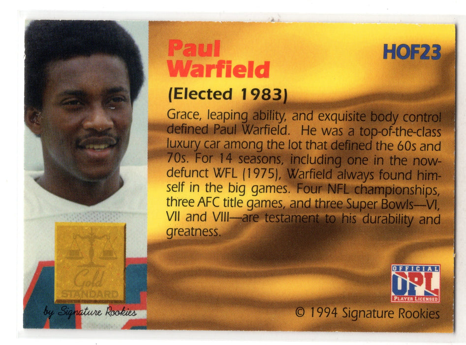 1994 Signature Rookies Hall of Fame Paul Warfield #HOF23 Gold Standard Auto /2500