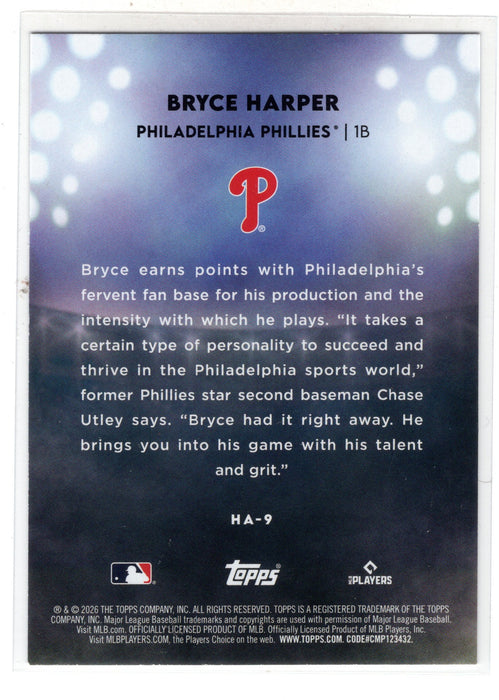 2026 Topps Series 1 Bryce Harper #HA-9 Home Field Advantage SSP
